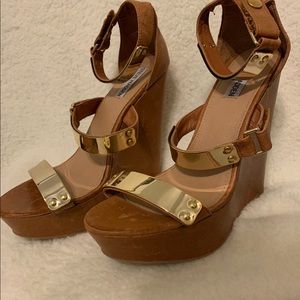 Steve Madden wedges with gold straps